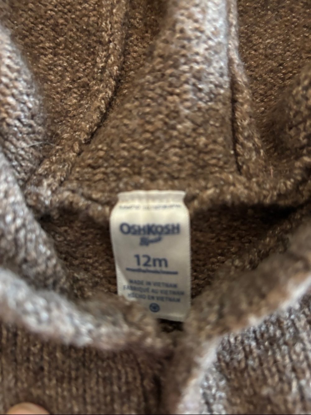 OshKosh B'gosh Brown and Cream Three-Piece Knit Hoodie Set - Picture 2 of 4